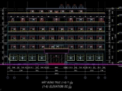 [DWG] Hồ sơ kiến trúc văn phòng 5 tầng 1 tum 31.6x39.4m